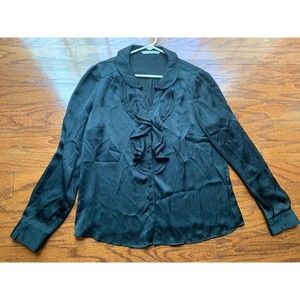 Peter Nygard Women's Black Ruffle Shirt Size 12